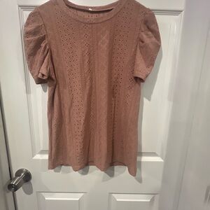 Elegant Lace Puff Sleeve Top - Pink